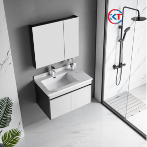 Bộ tủ, chậu âm bàn đá , gương mã KT LV3913