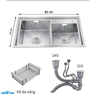 Chậu đôi lệch kích thước 82x45